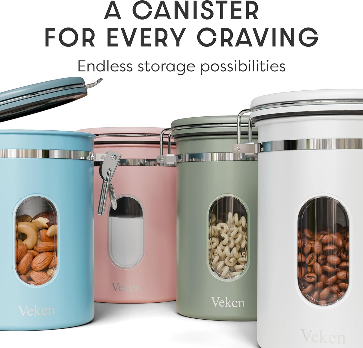 Coffee Canister with Window, Airtight Stainless Steel Container, 22OZ
