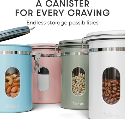 Coffee Canister with Window, Airtight Stainless Steel Container, 22OZ