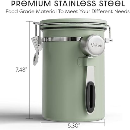 Coffee Canister with Window, Airtight Stainless Steel Container, 22OZ