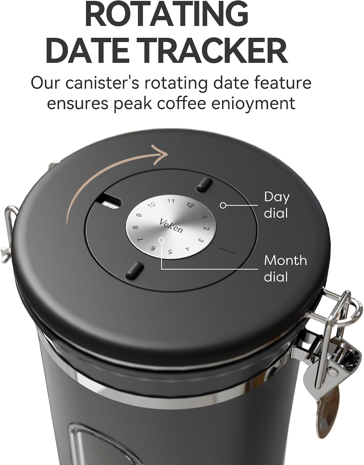 Coffee Canister with Window, Airtight Stainless Steel Container, 22OZ