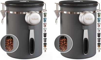 Coffee Canister with Window, Airtight Stainless Steel Container, 22OZ