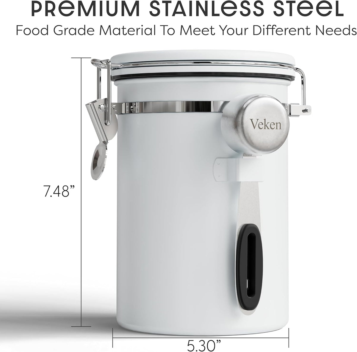 Coffee Canister with Window, Airtight Stainless Steel Container, 22OZ