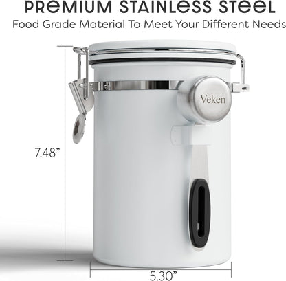 Coffee Canister with Window, Airtight Stainless Steel Container, 22OZ