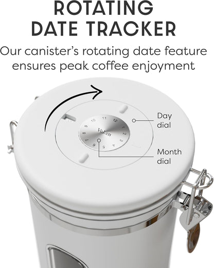 Coffee Canister with Window, Airtight Stainless Steel Container, 22OZ
