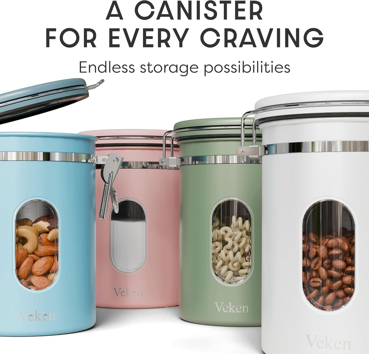 Coffee Canister with Window, Airtight Stainless Steel Container, 22OZ