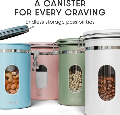 Coffee Canister with Window, Airtight Stainless Steel Container, 22OZ