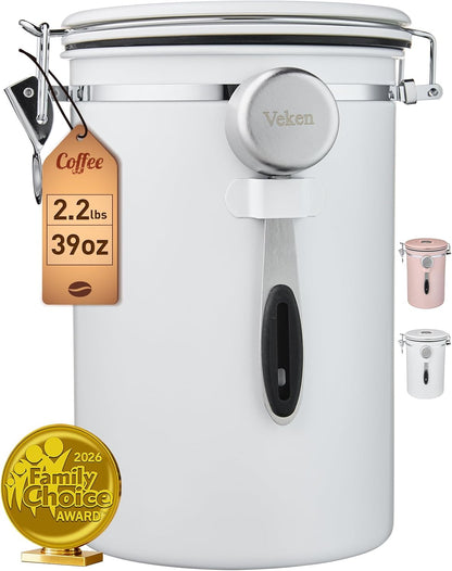 Coffee Canister with Window, Airtight Stainless Steel Container, 22OZ
