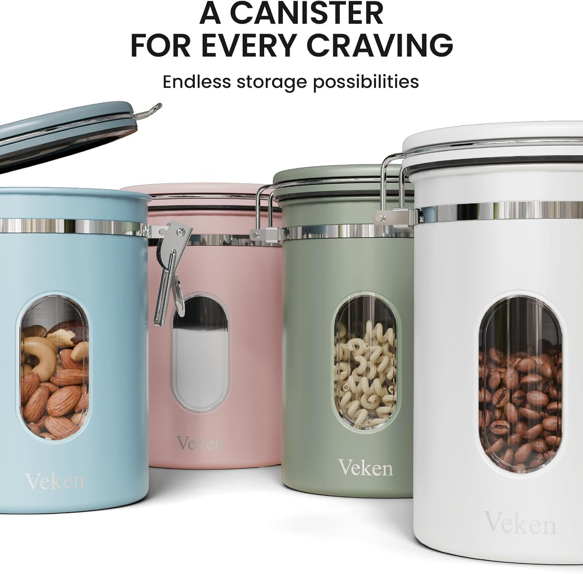 Coffee Canister with Window, Airtight Stainless Steel Container, 22OZ