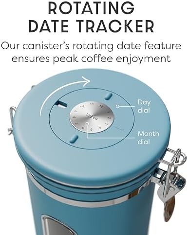 Coffee Canister with Window, Airtight Stainless Steel Container, 22OZ