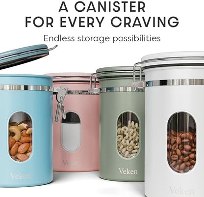 Coffee Canister with Window, Airtight Stainless Steel Container, 22OZ