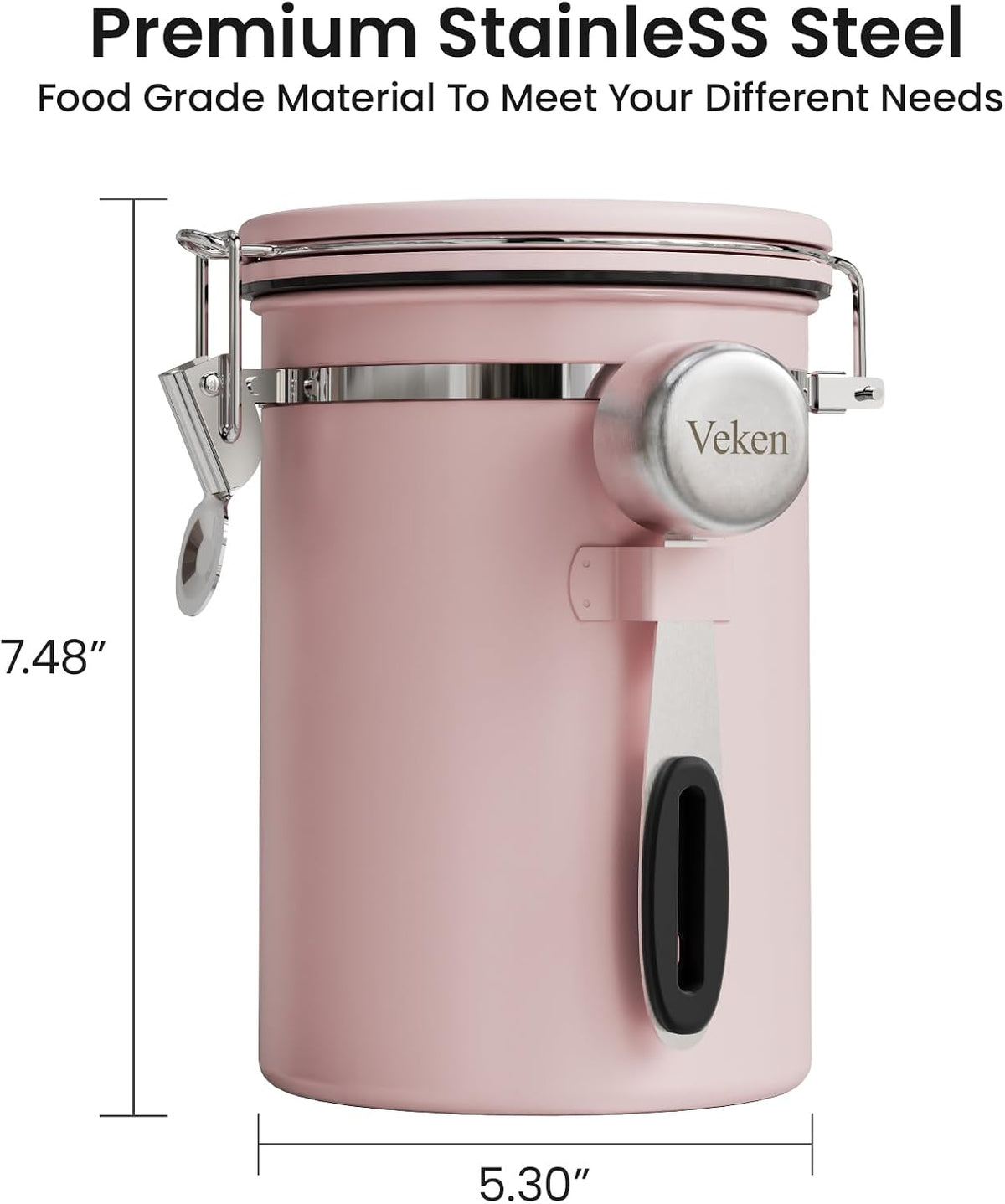 Coffee Canister with Window, Airtight Stainless Steel Container, 22OZ