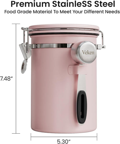 Coffee Canister with Window, Airtight Stainless Steel Container, 22OZ