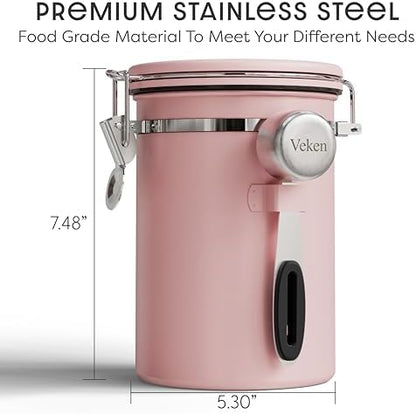 Coffee Canister with Window, Airtight Stainless Steel Container, 22OZ