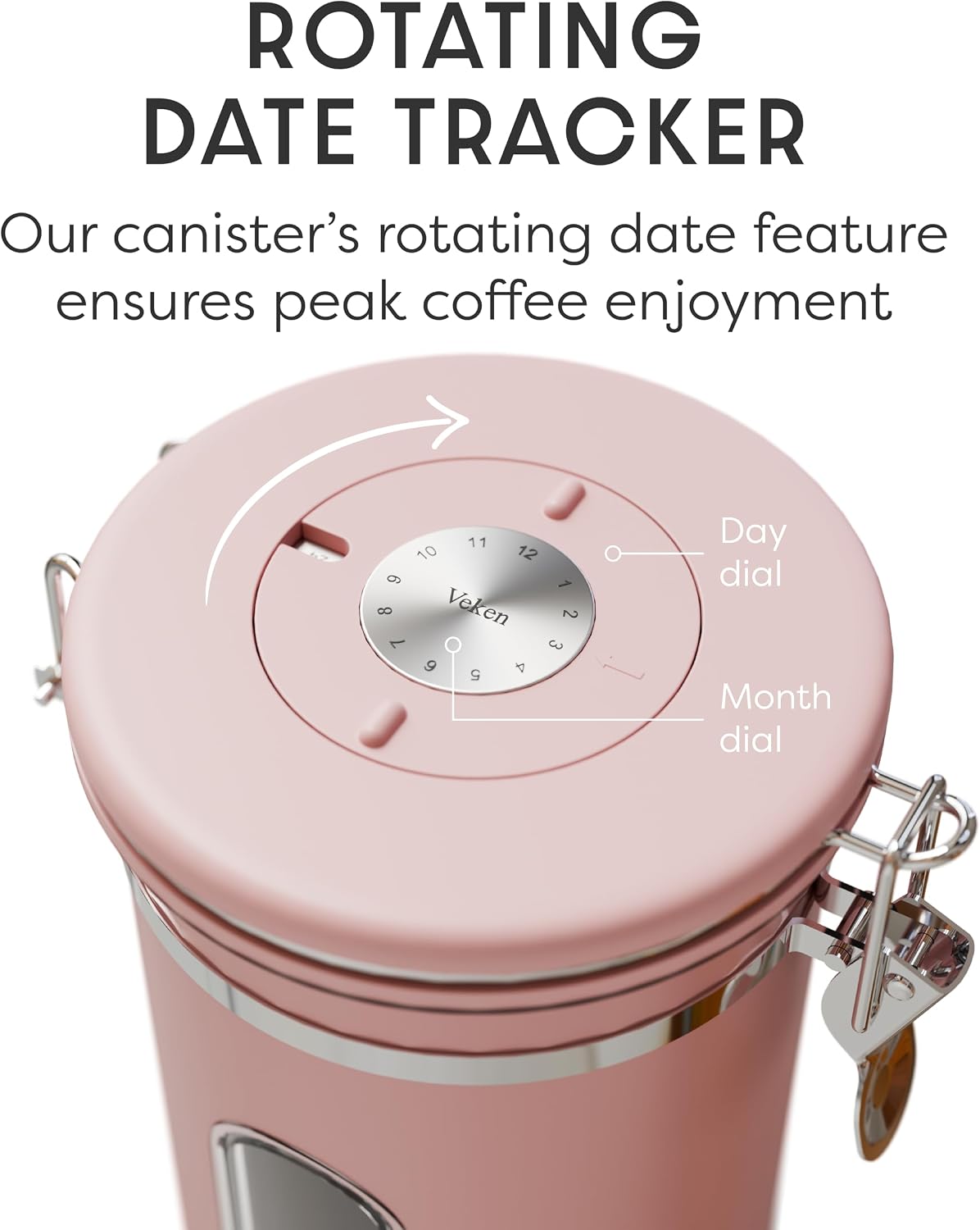 Coffee Canister with Window, Airtight Stainless Steel Container, 22OZ