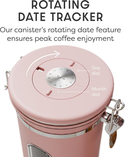 Coffee Canister with Window, Airtight Stainless Steel Container, 22OZ