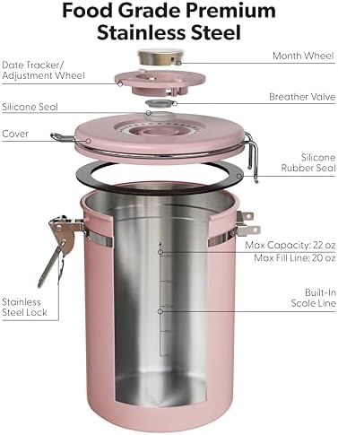 Coffee Canister with Window, Airtight Stainless Steel Container, 22OZ