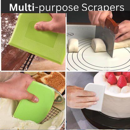 Dough Scraper & Bench Scraper Kitchen – Stainless Steel Sourdough Tools – Dough Cutter for Sourdough Bread, Pizza, and Flat Top Griddles – Chef Approved (Light)