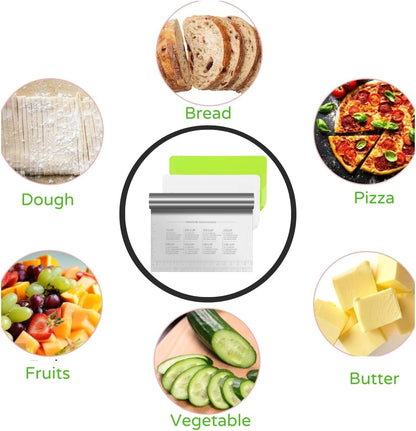 Dough Scraper & Bench Scraper Kitchen – Stainless Steel Sourdough Tools – Dough Cutter for Sourdough Bread, Pizza, and Flat Top Griddles – Chef Approved (Light)