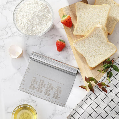 Dough Scraper & Bench Scraper Kitchen – Stainless Steel Sourdough Tools – Dough Cutter for Sourdough Bread, Pizza, and Flat Top Griddles – Chef Approved (Light)
