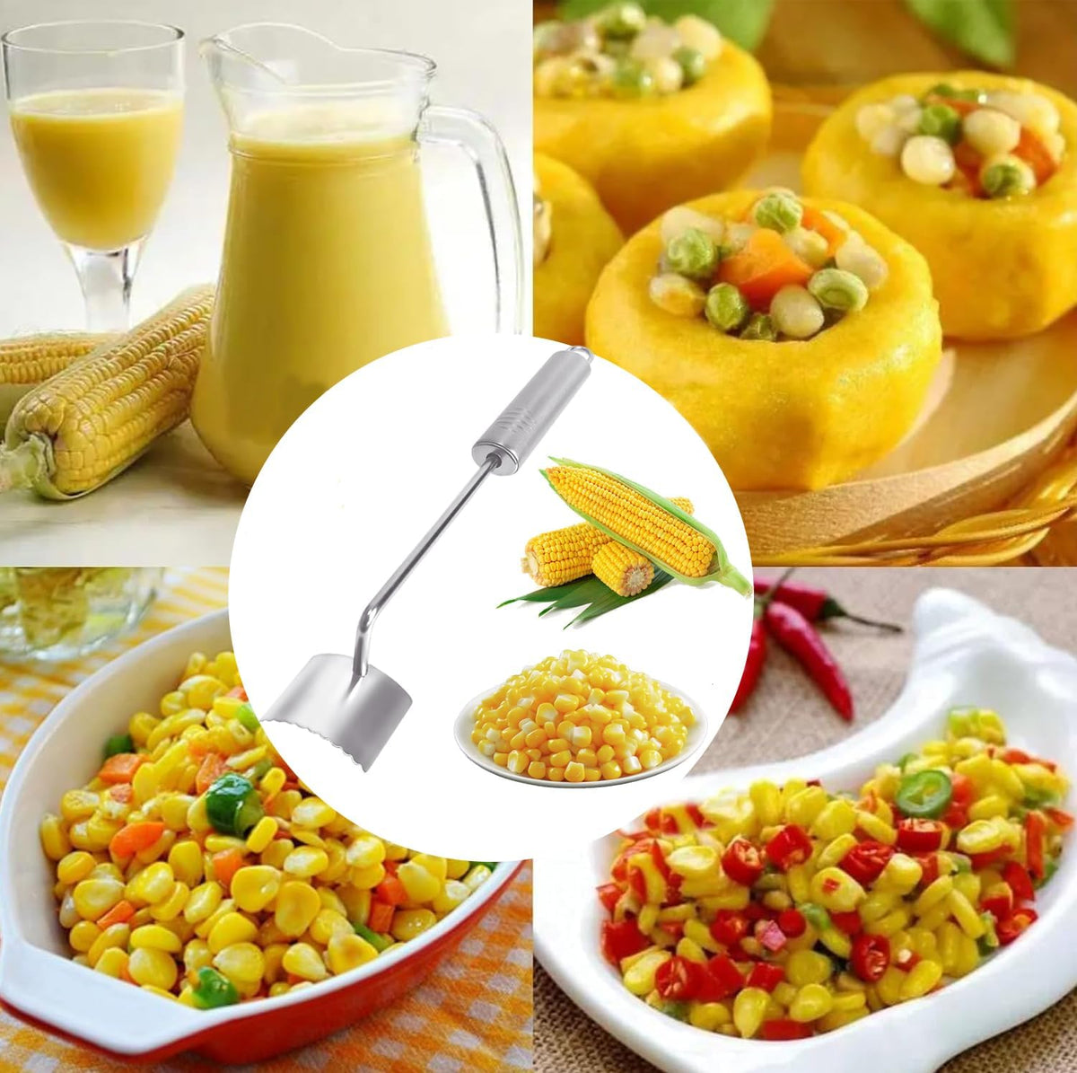 Corn Peeler For Corn On The Cob，2025 Upgrade Sawtooth Corn Cob Stripper Tool ，Ergonomic Design Ideal Tool For Long Handle Stainless Steel Corn On the Cob Stripper Tool (Silver, +1peeler)