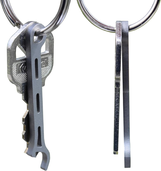 Brew Soldier Bottle Opener - Thin Titanium Bottle Opener with Key Ring - Made in the USA (Sandblasted)
