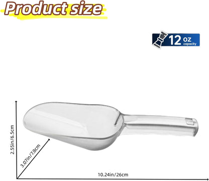 Plastic ice scoop for freezer,ice maker scoop,ice scoopers for ice bucket,Polycarbonate Utility Ice Scoop,12 Oz,Clear,Ergonomic Handle, Applicable to:Ice Maker,Ice Cream,Pets Food,Coffee Beans(1 pcs)M