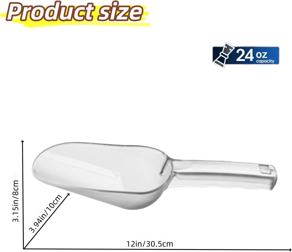 Plastic ice scoop for freezer,ice maker scoop,ice scoopers for ice bucket,Polycarbonate Utility Ice Scoop,12 Oz,Clear,Ergonomic Handle, Applicable to:Ice Maker,Ice Cream,Pets Food,Coffee Beans(1 pcs)M