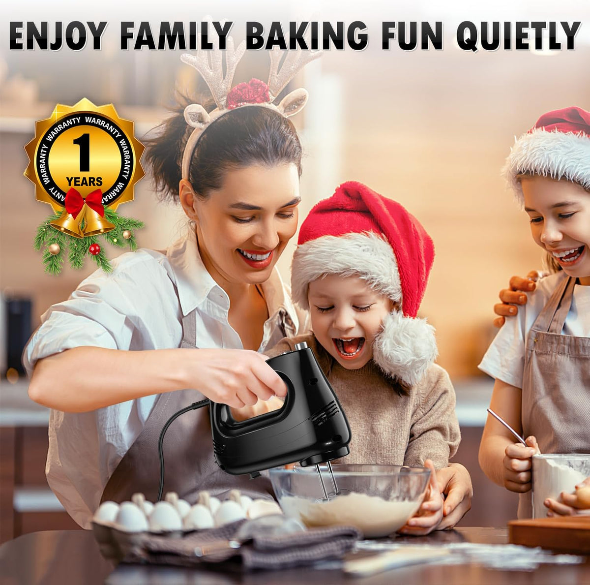 Electric Hand Mixer, 304*(2* Beaters, 2* Dough Hooks), (1* Storage Bag) Handheld Mixer for Baking Cakes, Eggs, Cream Food Mixers, Turbo Boost /5 Speed Kitchen Blender PINK