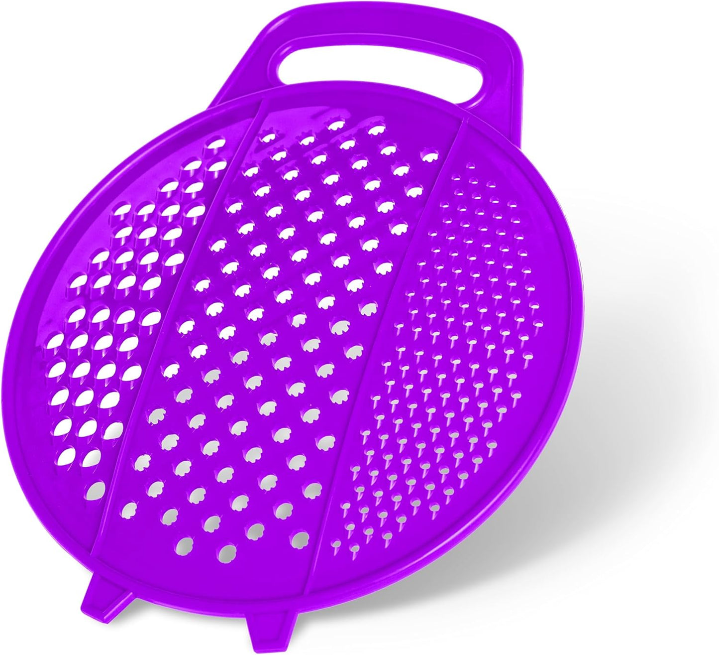 Grater for Kitchen with Handle - Shredder kitchen for Potato, Carrot, Ginger, Garlic - Plastic Food Hand Grater - Round Slicer for Fruits and Vegetables