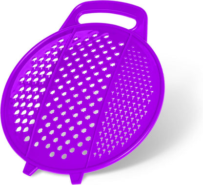 Grater for Kitchen with Handle - Shredder kitchen for Potato, Carrot, Ginger, Garlic - Plastic Food Hand Grater - Round Slicer for Fruits and Vegetables
