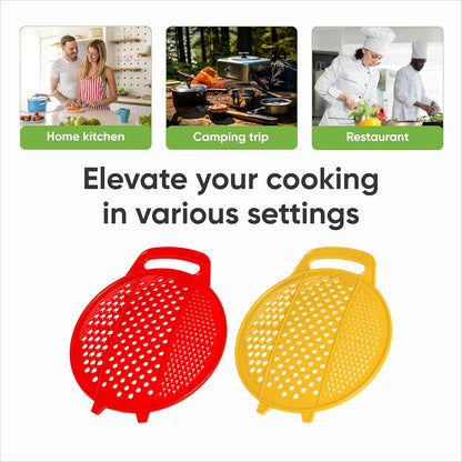 Grater for Kitchen with Handle - Shredder kitchen for Potato, Carrot, Ginger, Garlic - Plastic Food Hand Grater - Round Slicer for Fruits and Vegetables