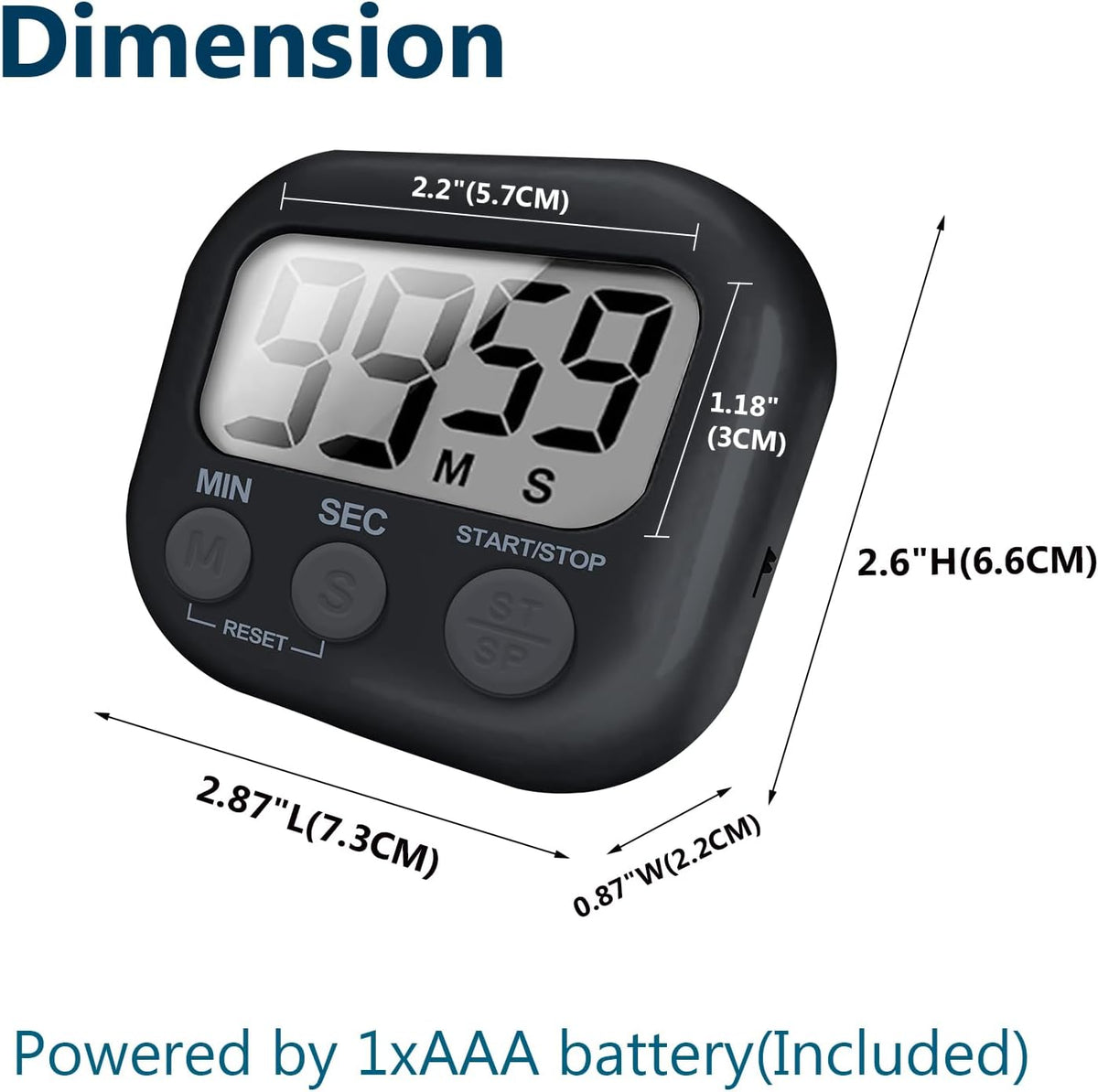6-Pack Digital Kitchen Timer, 99-Min 59-Sec Countdown & Stopwatch, Loud 100dB Alarm, Strong Magnet, Power-Saving On/Off Switch, Time Memory, Classic Colors, Multiple Placements, Batteries Included