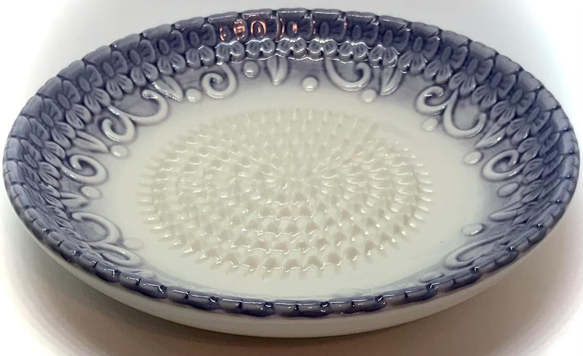 Premium Ceramic Garlic Grater Plate Set - Purple Embossed