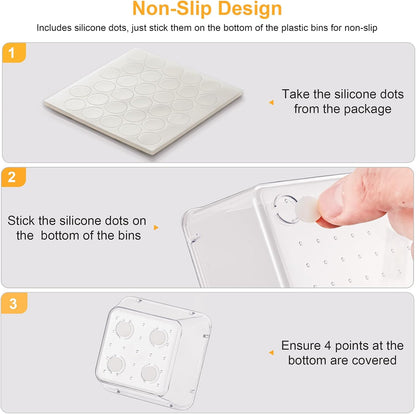 13-Piece Drawer Organizers with Non-Slip Silicone Pads, 5-Size | Clear Desk Bathroom Drawer Organizer Trays Storage Tray for Makeup, Jewelry, Utensils in Bedroom Dresser, Office and Kitchen