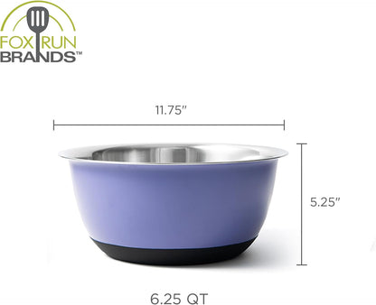 Fox Run Large Stainless Steel Mixing Bowl, 6.25-Quart, 11.75 x 5.5 inches, Metallic