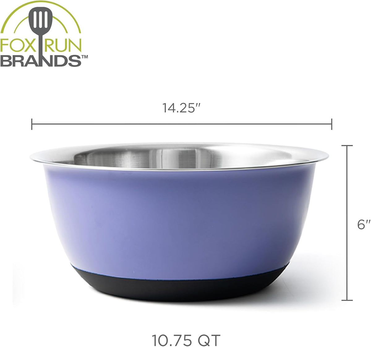 Fox Run Large Stainless Steel Mixing Bowl, 6.25-Quart, 11.75 x 5.5 inches, Metallic