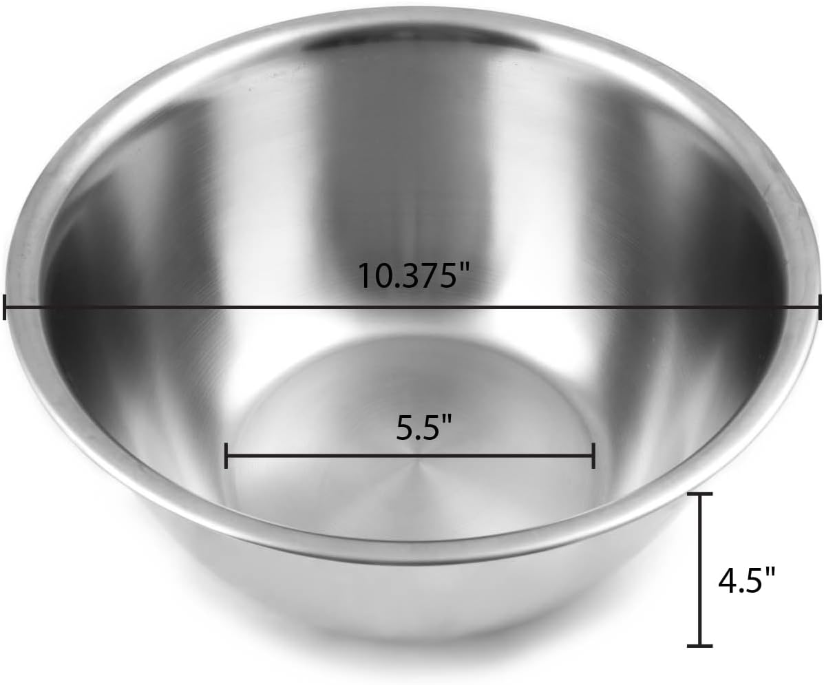 Fox Run Large Stainless Steel Mixing Bowl, 6.25-Quart, 11.75 x 5.5 inches, Metallic