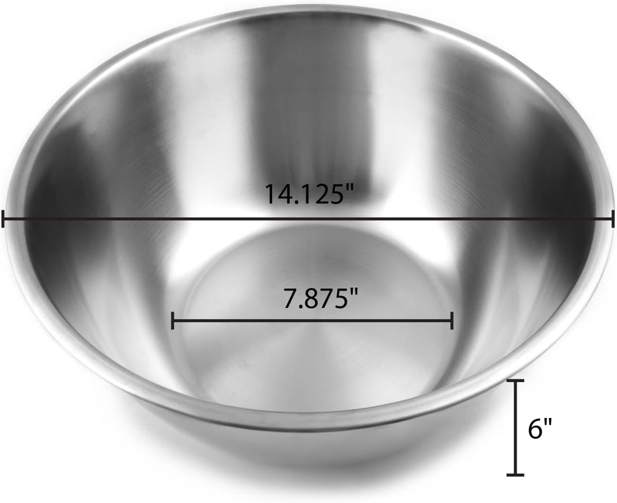 Fox Run Large Stainless Steel Mixing Bowl, 6.25-Quart, 11.75 x 5.5 inches, Metallic