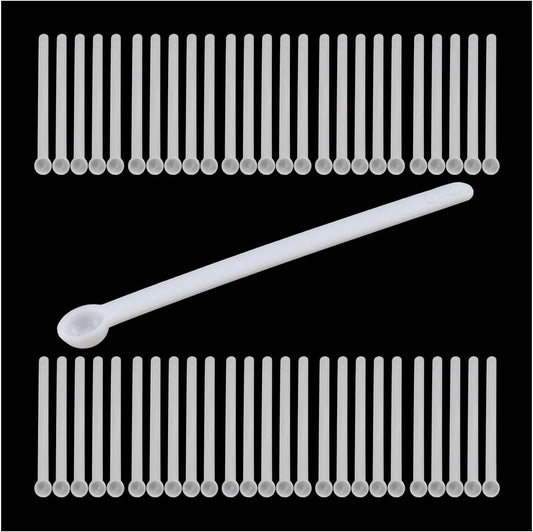 50pcs 0.15ml Static-Free Micro Scoop Mini Milligram Measuring Spoons, White