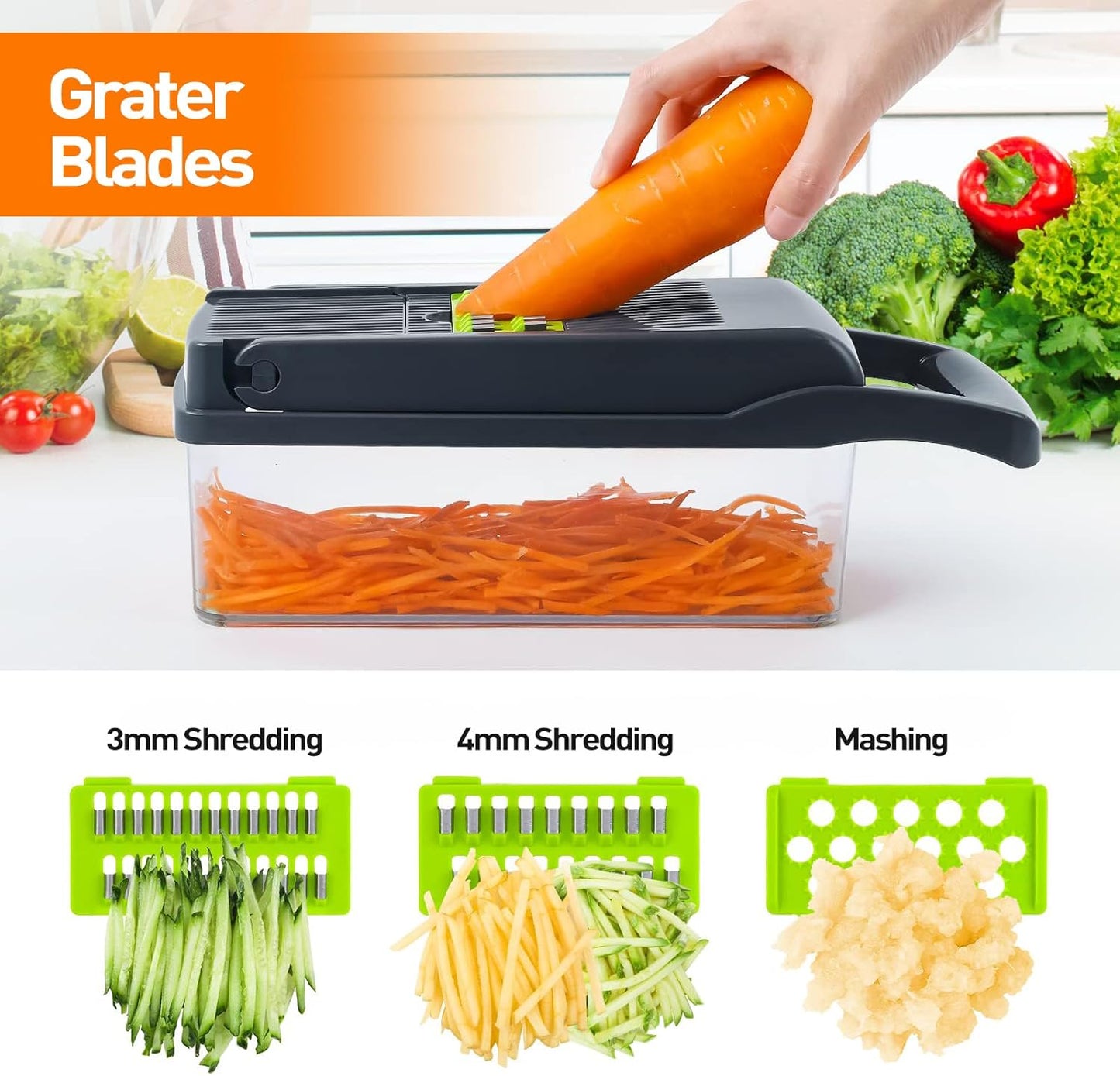 APSARAS USA Pro 15 in1 Vegetable Chopper, Food Chopper with Container, Veggie Cutter & Spiralizer for Onion Salad, Slicer&Spiralizer(Home Essential Gadget&Kitchen) 1.5L