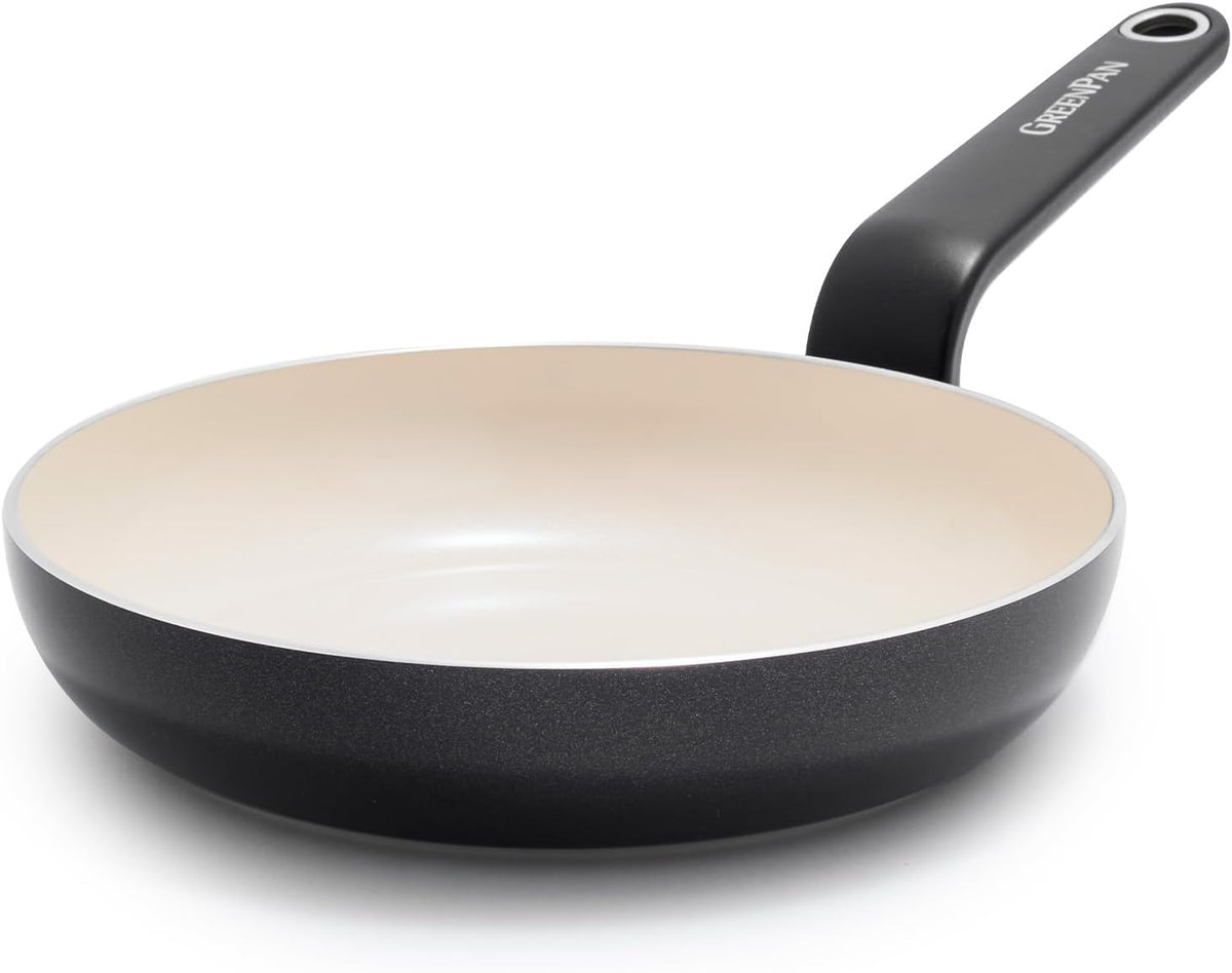 Rio Healthy Ceramic Nonstick 8" Frying Pan Skillet and Silicone Spatula Set, Soft Grip Handle, Breaktfast Meal Set, PFAS-Free, Dishwasher Safe, Oven Safe, Oxford Blue