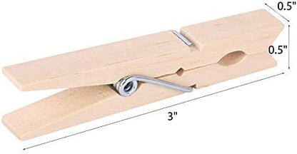 100pcs Clothes Pins Wooden Clothespins 3inch Heavy Duty Wood Clips for Hanging Clothes Pictures Outdoor