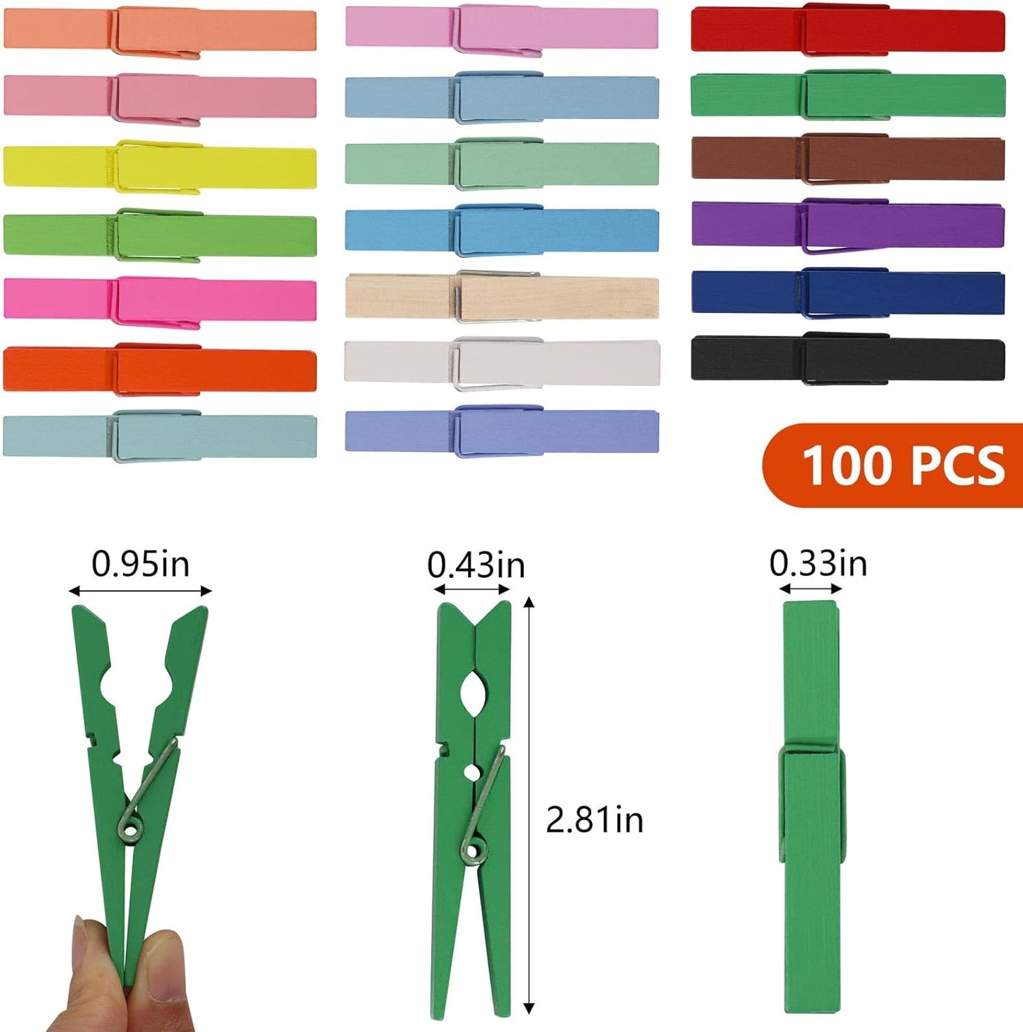 100pcs Clothes Pins Wooden Clothespins 3inch Heavy Duty Wood Clips for Hanging Clothes Pictures Outdoor