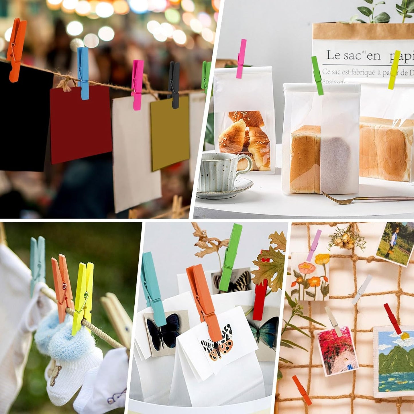100pcs Clothes Pins Wooden Clothespins 3inch Heavy Duty Wood Clips for Hanging Clothes Pictures Outdoor