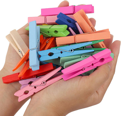 100pcs Clothes Pins Wooden Clothespins 3inch Heavy Duty Wood Clips for Hanging Clothes Pictures Outdoor