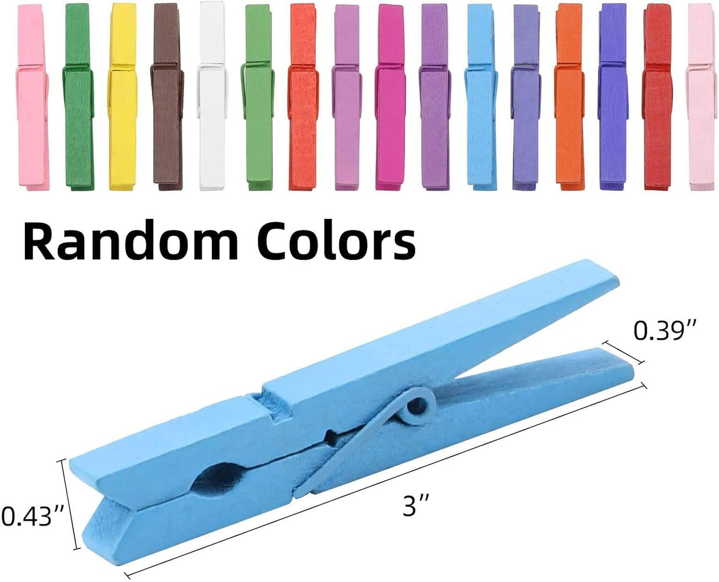 100pcs Clothes Pins Wooden Clothespins 3inch Heavy Duty Wood Clips for Hanging Clothes Pictures Outdoor