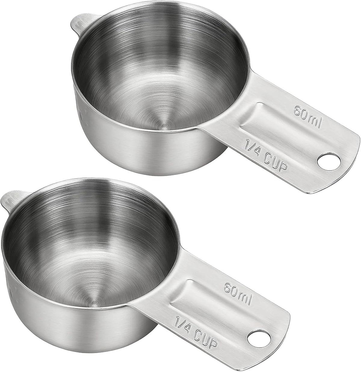 2PCS 1/4 Cup Scoop Measuring Cup (60ml, 2oz) Stainless Steel Coffee Measuring Scoops for Flour Rice Dog Food Wet and Dry Ingredients, Dishwasher Safe