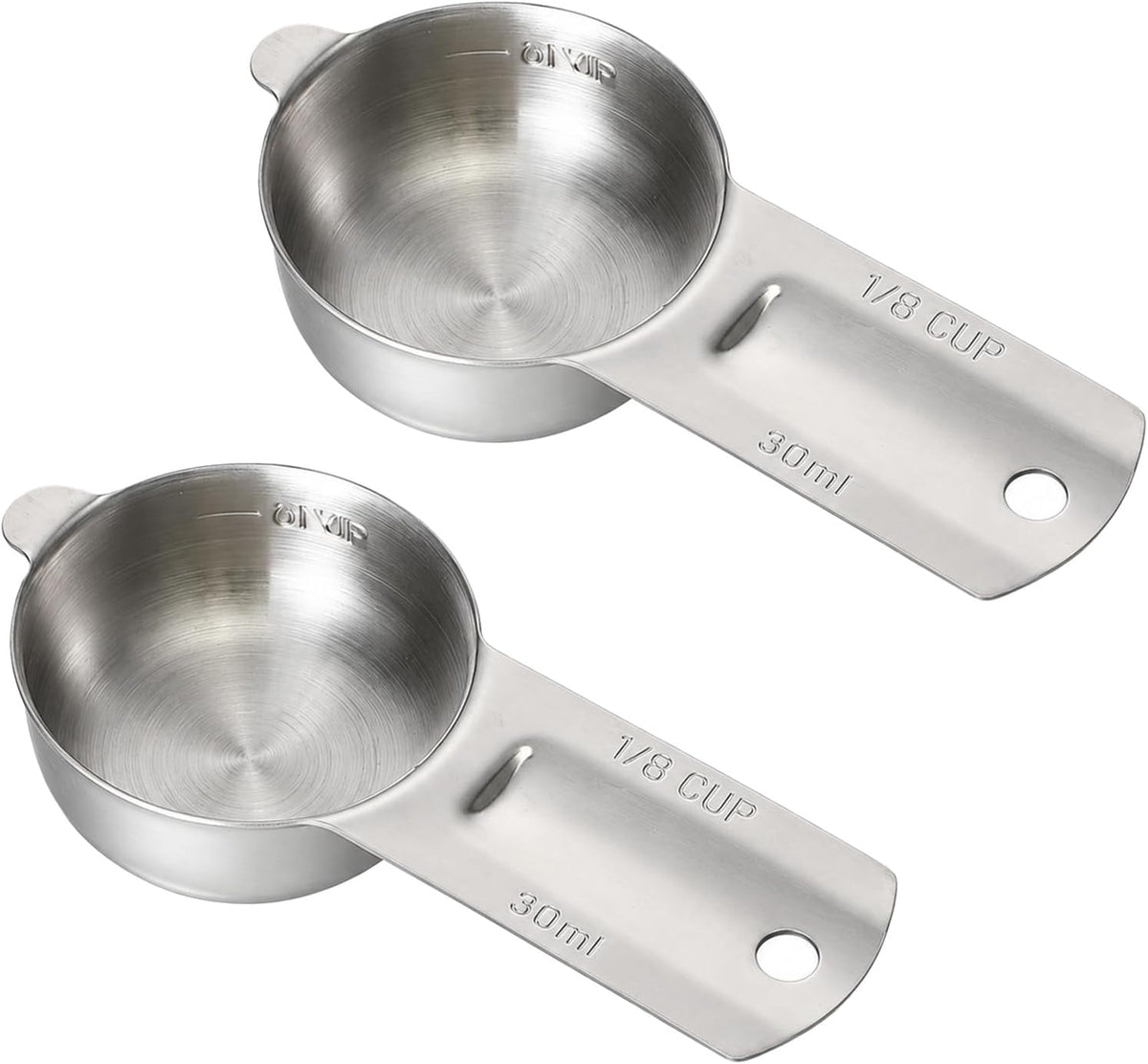 2PCS 1/4 Cup Scoop Measuring Cup (60ml, 2oz) Stainless Steel Coffee Measuring Scoops for Flour Rice Dog Food Wet and Dry Ingredients, Dishwasher Safe