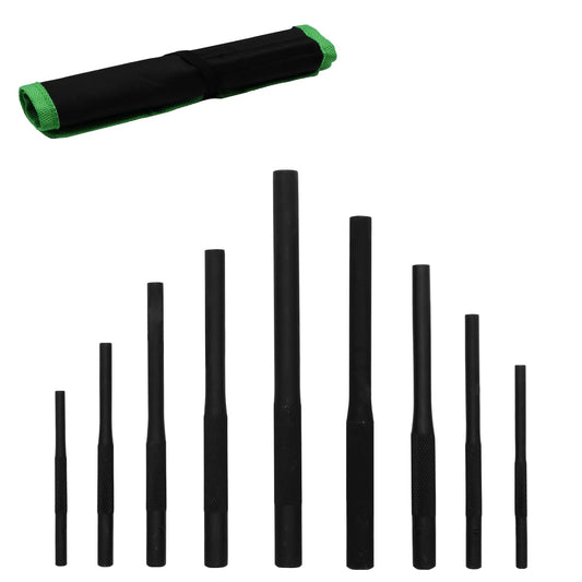 9 pc Gunsmithing Roll Pin Starter Punch Set - Sizes Include: 1/16”, 5/64”, 3/32”, 1/8”, 5/32”, 3/16”, 7/32”, 1/4”, 5/16” - Roll Up Storage Pouch - Heat Treated Steel