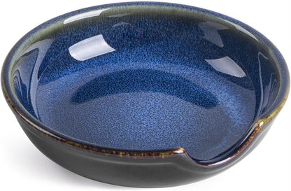 Ceramic Spoon Rest for Stove Top, Spoon Holder for Kitchen Counter, Coffee Spoon Holder, Heat-Resistant Cooking Utensil Rest for Spoons Ladles Spatula (Blue)